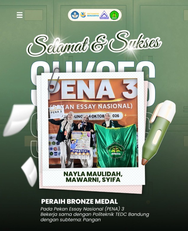 Poster Ucapan Selamat dan Sukses Raihan Bronze Medal PENA 3 STIPER Amuntai